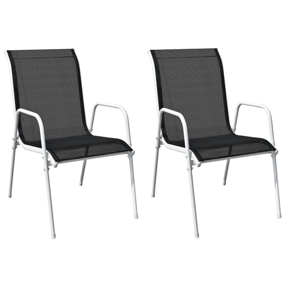 Vidaxl Stohovateľné záhradné stoličky 2 ks čierne oceľ a textilén